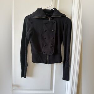 Banana Republic Black Double-Breasted Mlitary Cropped Jacket XS Cotton Y2K Style